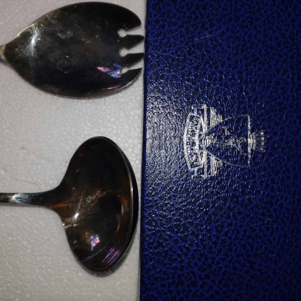 Antique serving and soup spoon